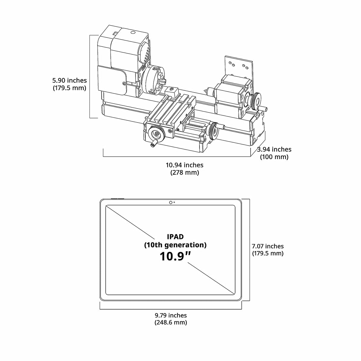 Mini Metal Lathe Machine, Motorized Metalworking DIY Tool Benchtop Wood Lathes with 3-jaw Chuck, Universal CNC Bench Top Drilling Lathe Machine for Beacon Pet