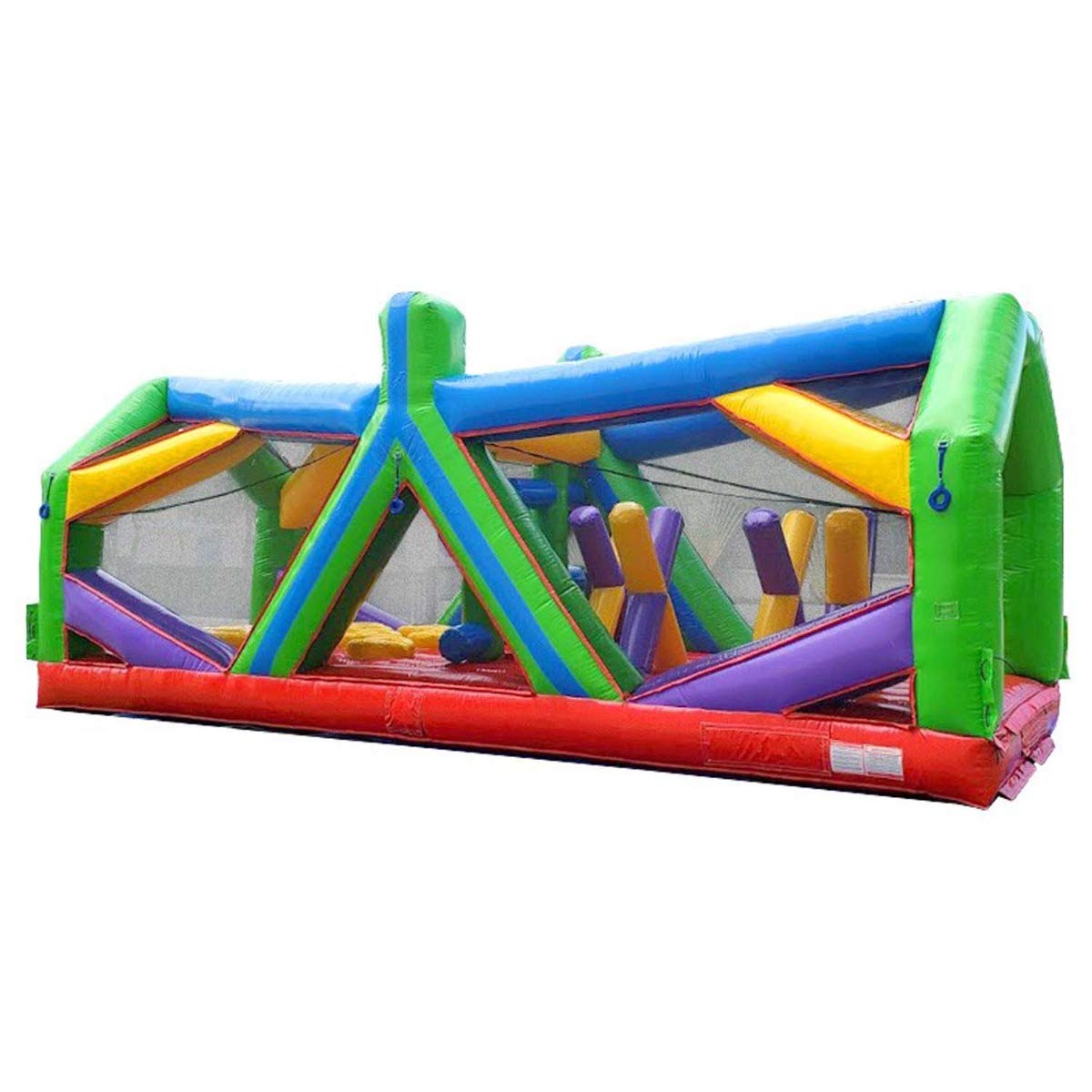 Retro Radical Run Inflatable Obstacle Course, Extreme Unit #2, 30' L x 11' W x 12' H, Commercial Grade Interactive Bounce House, Includes Blower and Stakes TentandTable