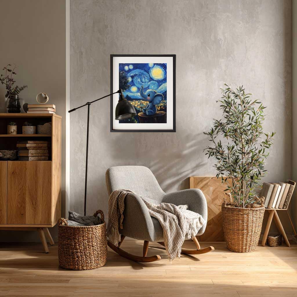 Elephant Starry Night Paint by Number, Starry Night Animals Paint by Numbers for Adults Beginner on Canvas Without Frame, Beautiful Sky Acrylic DIY Oil Painting for Home Wall Art(16x20inch) Cawpom