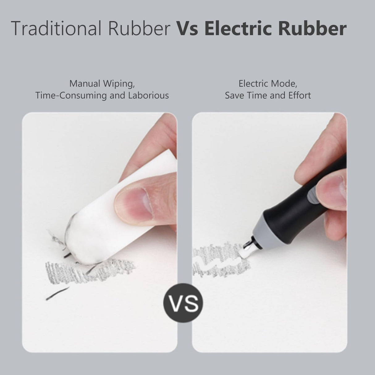 Electric Eraser Kit Automatic Pencil Eraser Battery Operated with 20 Eraser Refills Detailer Tool for Artists Sketching Pencils/Drafting Pencil/Graphite(Black) Walfront