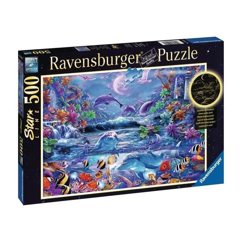 Ravensburger Moonlit Magic Puzzle - 500 Piece Glow in The Dark Jigsaw | Unique Piece Design | Anti-Glare Surface for Adults | FSC-Certified Materials Ravensburger
