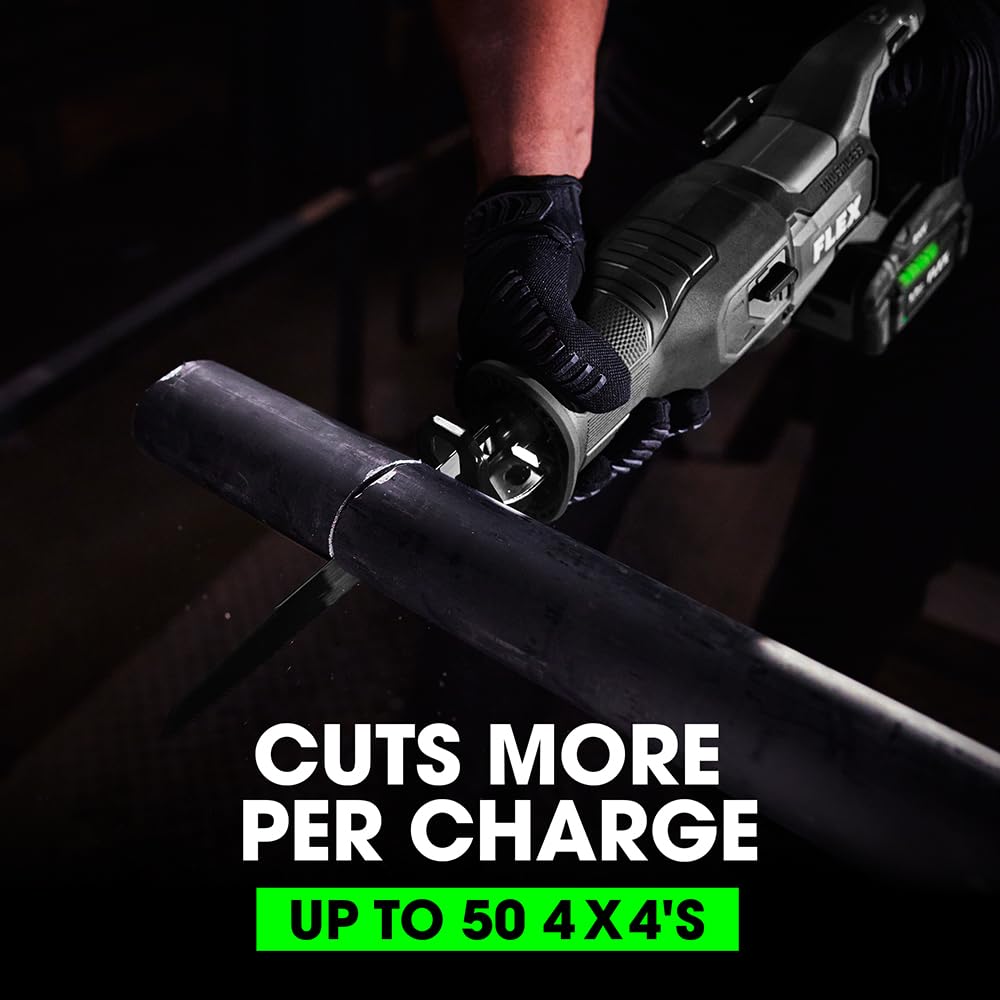 FLEX 24V Brushless Cordless 4-Tool Combo Kit: Circular Saw, Reciprocating Saw, Fixed Speed Angle Grinder, Drill Driver with 2.5 Ah, 5.0Ah Lithium Batteries and 160W Charger - FXM402-2B FLEX