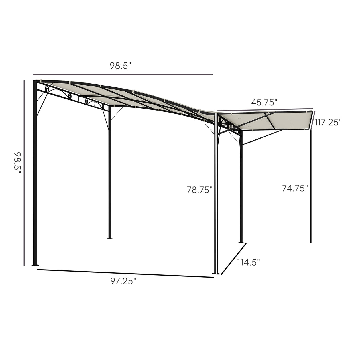 Outsunny 10' x 8' Outdoor Pergola and Patio Gazebo, Extendable Side Awning, Sun Shade Shelter for Garden, Camper, Deck, Doors and Windows, Cream White Outsunny