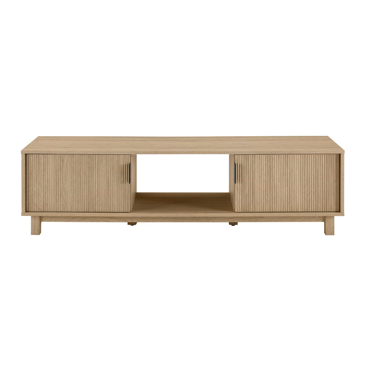 Walker Edison Walton Modern Fluted-Door Low TV Stand for TVs up to 65 Inches, 58 Inch, Coastal Oak Walker Edison