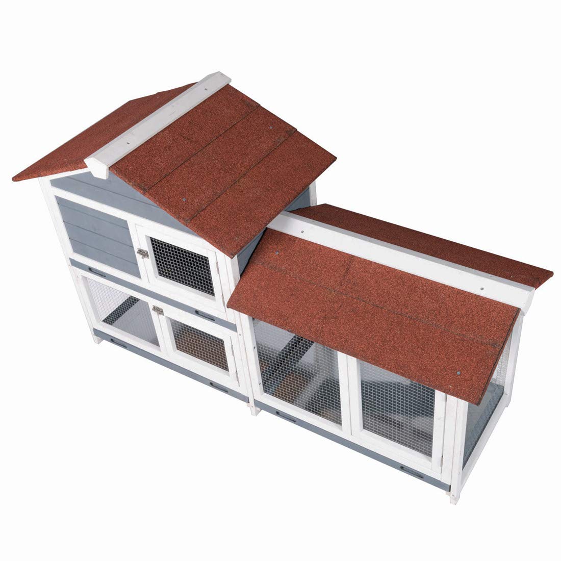 Good Life Two Floors 62" Wooden Outdoor Indoor Roof Waterproof Bunny Hutch Rabbit Cage Guinea Pig Coop PET House for Small to Medium Animals with Stairs and Cleaning Tray PET537 GOOD LIFE USA