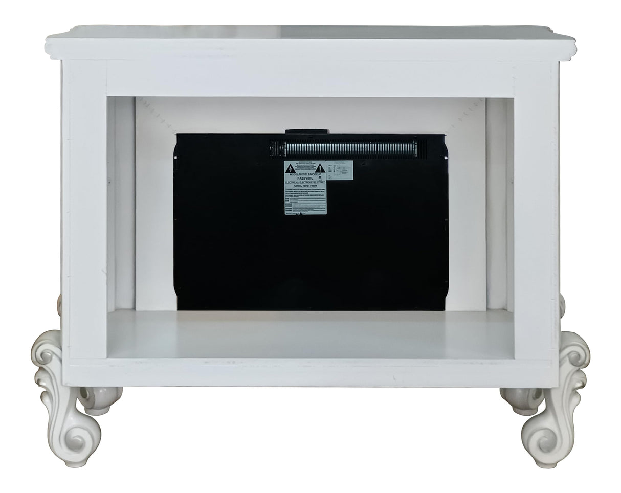 Acme Versailles Rectangular Carving Wooden Frame Fireplace in Bone White ACME Furniture