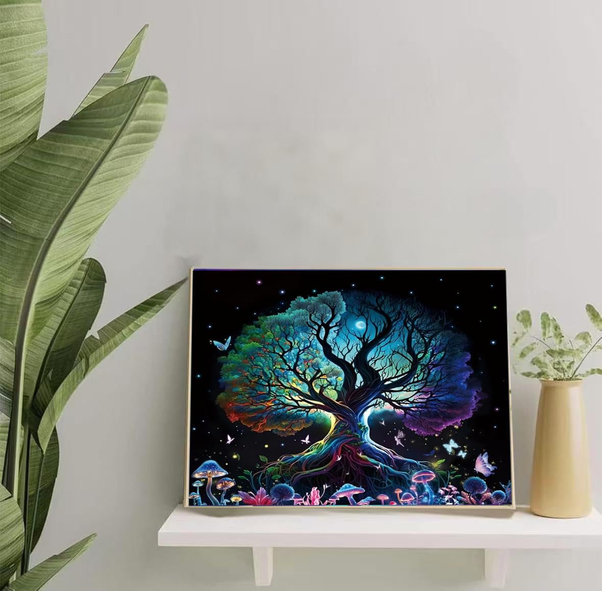 hyzsj Paint by Numbers Kit for Adults with Frame,Tree of Life Paint by Numbers for Adults, Paint by Number with Easel, DIY Paint by Number Kits for Home Wall Decor (11.8x15.7inch) hyzsj