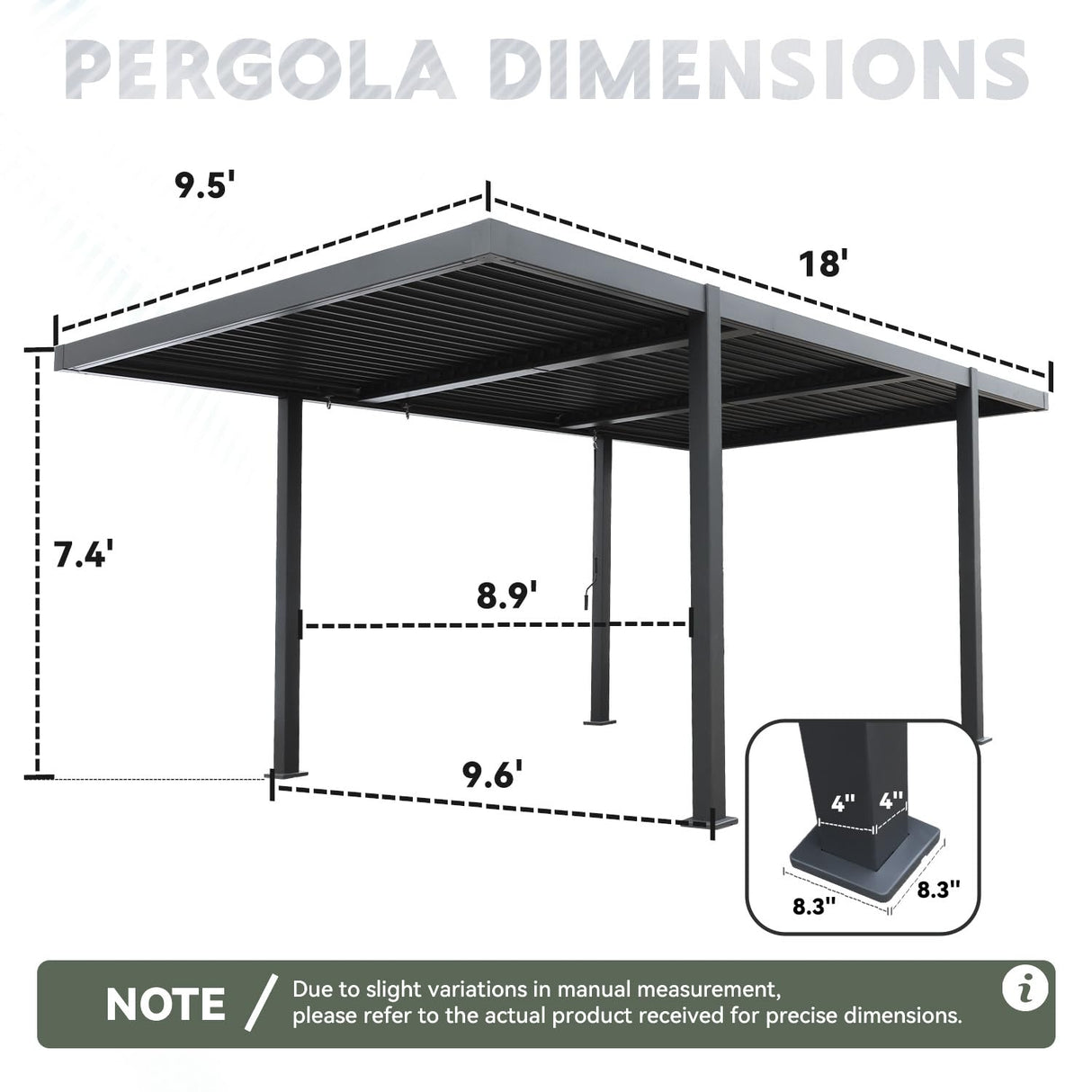 MELLCOM Louvered Pergola 10x18, Modern Aluminum Pergola with Adjustable Roof, Outdoor Shade Structure with Integrated Drainage System, Hardtop Gazebo Carport for Patio MELLCOM