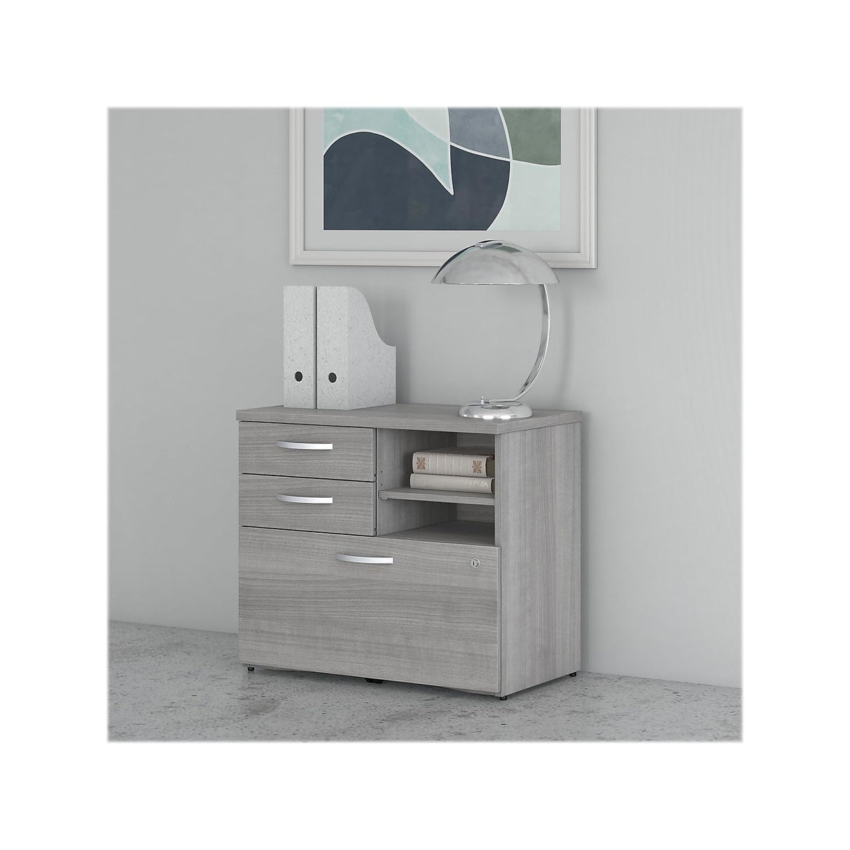Bush Business Furniture Studio C Office Storage Cabinet with Drawers and Shelves, Platinum Gray (SCF130PGSU) Bush Business Furniture