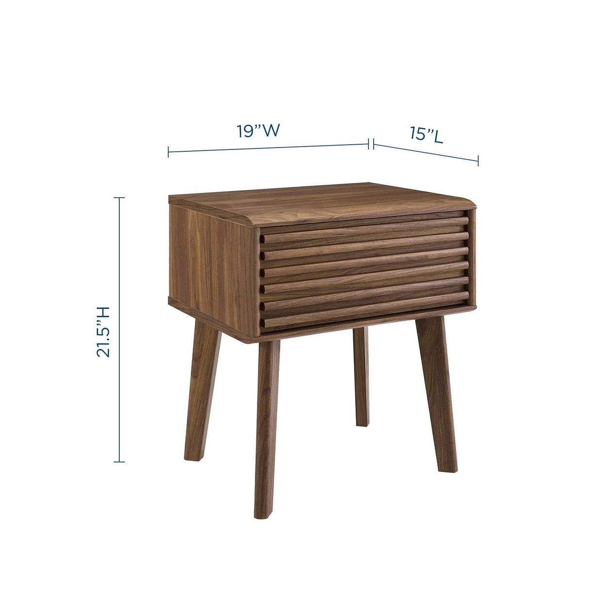 Modway Render Mid-Century Modern End Table or Nightstand in Walnut Modway