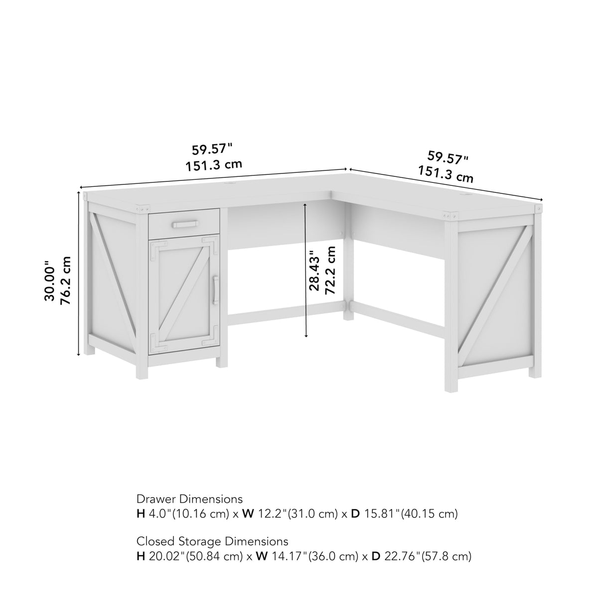 kathy ireland Home by Bush CGD160RCP-03 60-Inch L-Shaped Desk with Drawer, Reclaimed Pine Bush Business Furniture