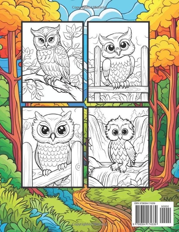 Owl Coloring Book: For Kids, Cute Cartoon Owls, Large Pictures, Creative Gift Majosta