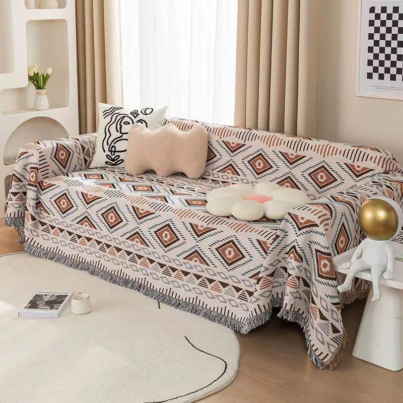 Lqprom Boho Throw Blankets Knit Bed Blankets with Tassel Aztec Western Throws Cover Christmas Decor for All Season Sofa Couch Chair Outdoor Camping Picnic Tent Beach Car Traveling 51"x63" Lqprom