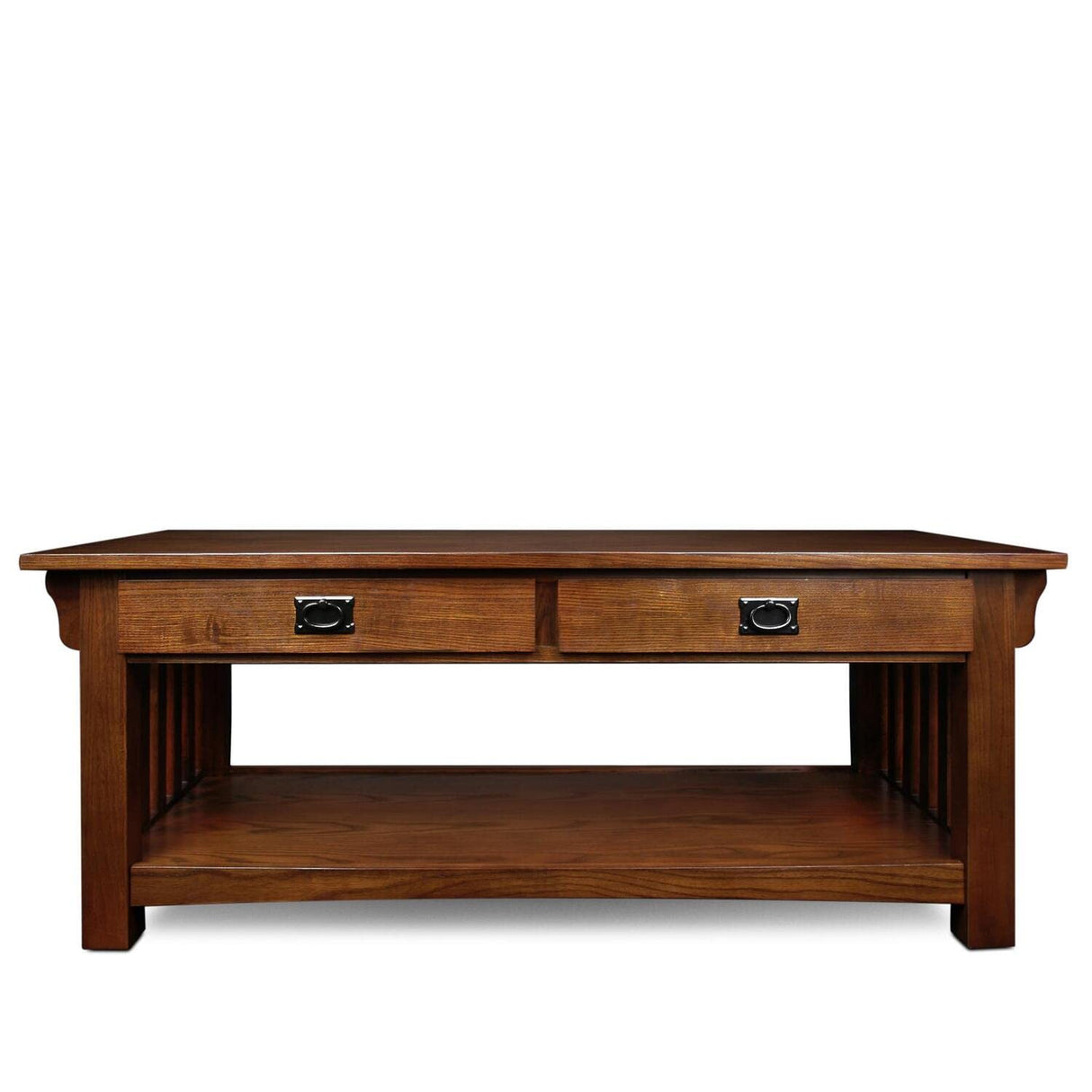 Leick Home 8204 Mission Impeccable Coffee Table for Living Room, Two Drawers and Shelf, Made with Solid Wood, Medium Oak Finish Leick Home