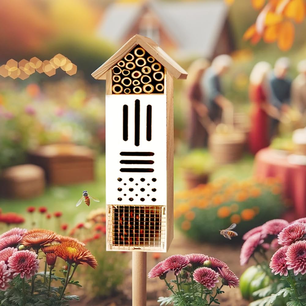 Wooden Insect House, Insect Hotel for Bugs, Bees, Butterflys, Ladybirds, Natural Beneficial Insect Habitat for Garden and Yard GardeningProducts4Less