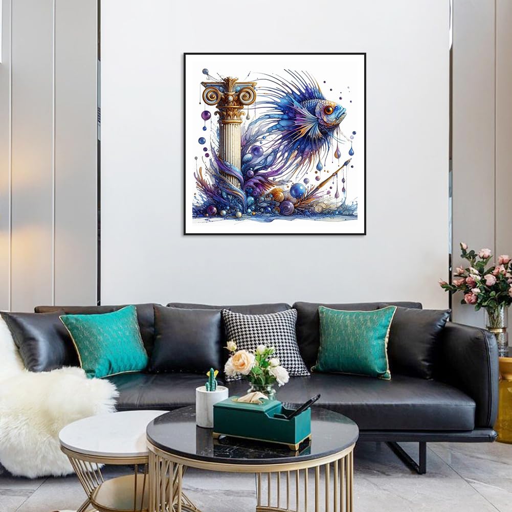 Anuver Fish Diamond Painting Kits for Adults, 5D DIY Diamond Art Kits for Beginners, Full Drill Diamond Painting Kits for Home Wall Decor, 12x12 Inch Anuver