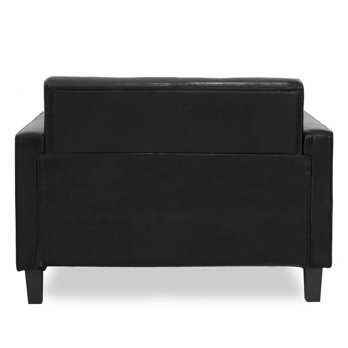 Furinno Brive Contemporary Tufted Faux Leather Loveseat/Sofa Couch for Living Room, Black Faux Leather Furinno
