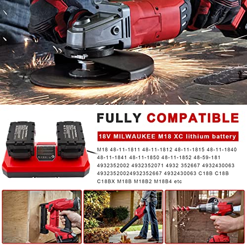 Dual Battery Charger Replace for M18 Milwaukee 6A Rapid Lithium Charger to Charge 14.4V-18V XC Lithium-ion Battery 48-59-1890 48-59-1812 48-11-1850 48-11-1820 48-11-1835 48-59-1802 Fancy Buying