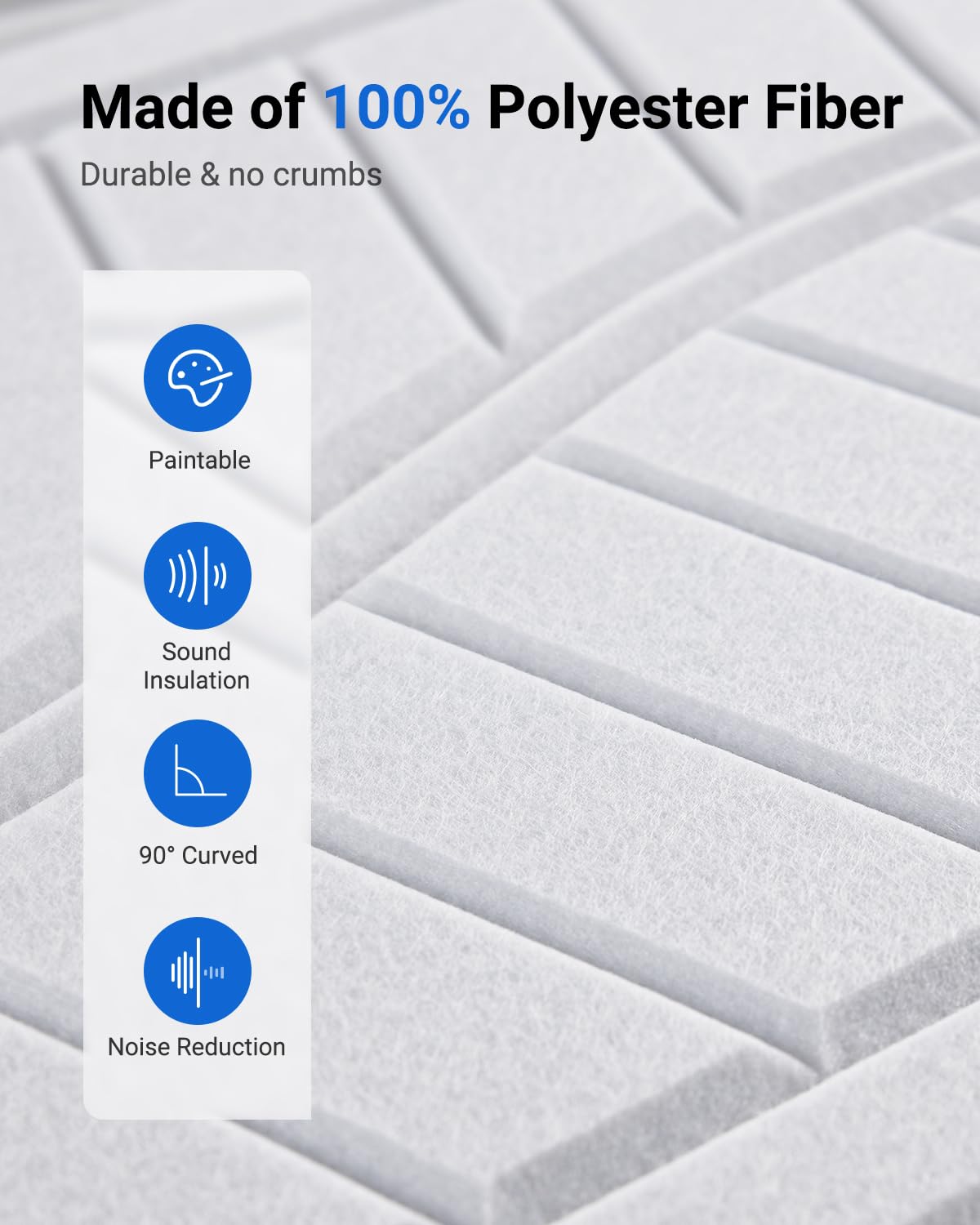 Topnaca Sound Proof Panels for Walls, 17"×11"×0.4" Self Adhesive Soundproof Wall Panels, 6 Pack High Density Sound Proofing Panels for Walls for Recording Studio Home Offices (White) Topnaca