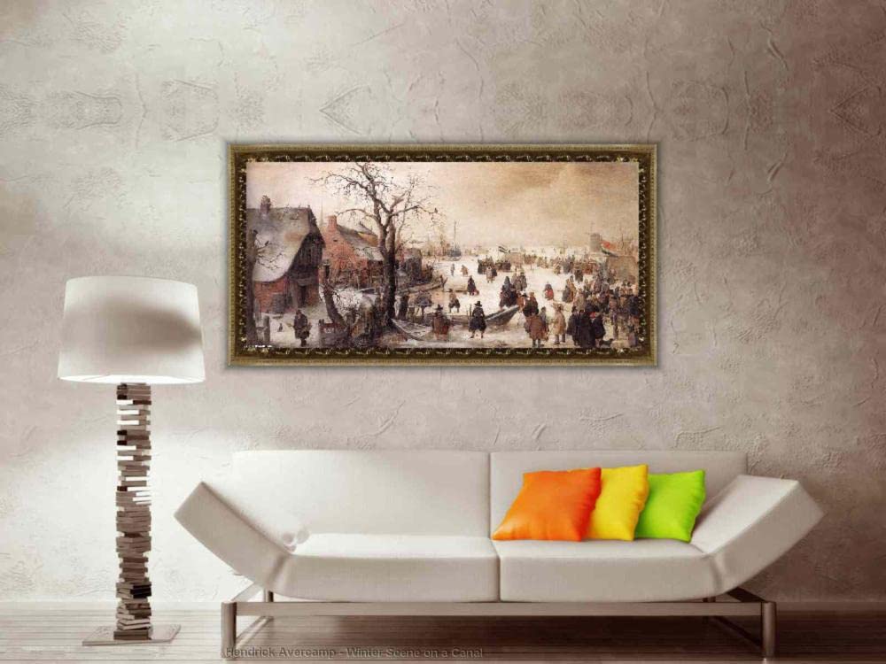 SYSMYXGS DIY Painting by Numbers Kits for Adults Beginners Paint by Numbers Set with Brushes Acrylic Pigment Oil Painting Canvas Wall ArtsArts Craft for Home Wall Decor — Winter Scene on a Canal SYSMYXGS