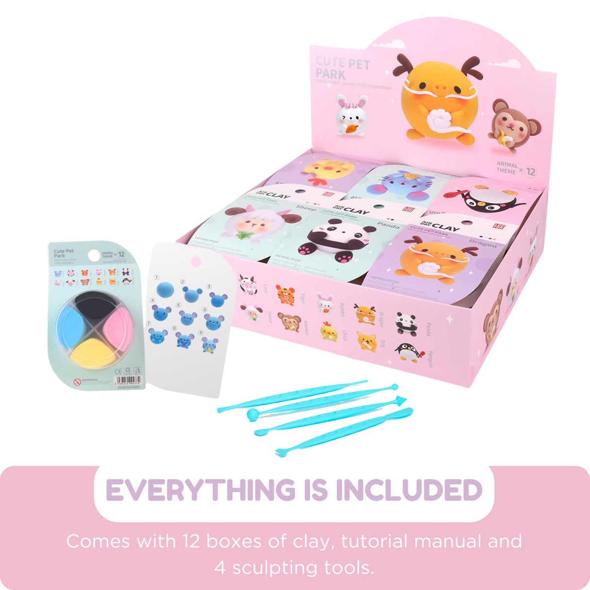 LOUFOR Air Dry Clay Kits - Modeling Clay for Kids, Ultra Light & Soft, Safe & Non-Toxic, DIY Airdryclay Kit with Sculpting Tools and Tutorials, Creatible Art Crafts Toys Gifts for Boys Girls LOUFOR