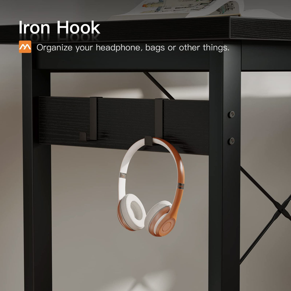 Coleshome L Shaped Computer Desk 66" with Power Outlet & Storage Shelves, Corner Sturdy Writing Desk Workstation, Modern Wooden Office Gaming Desk, Wood & Metal, Black Coleshome