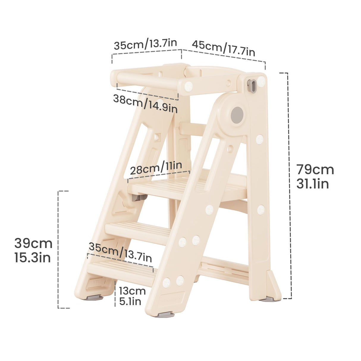 Foldable Toddler Tower Kitchen Step Stool for Sink Kids Adjustable Height Learning Tower for Children Montessori Learning Helper with Handles for Bathroom hoopyosms