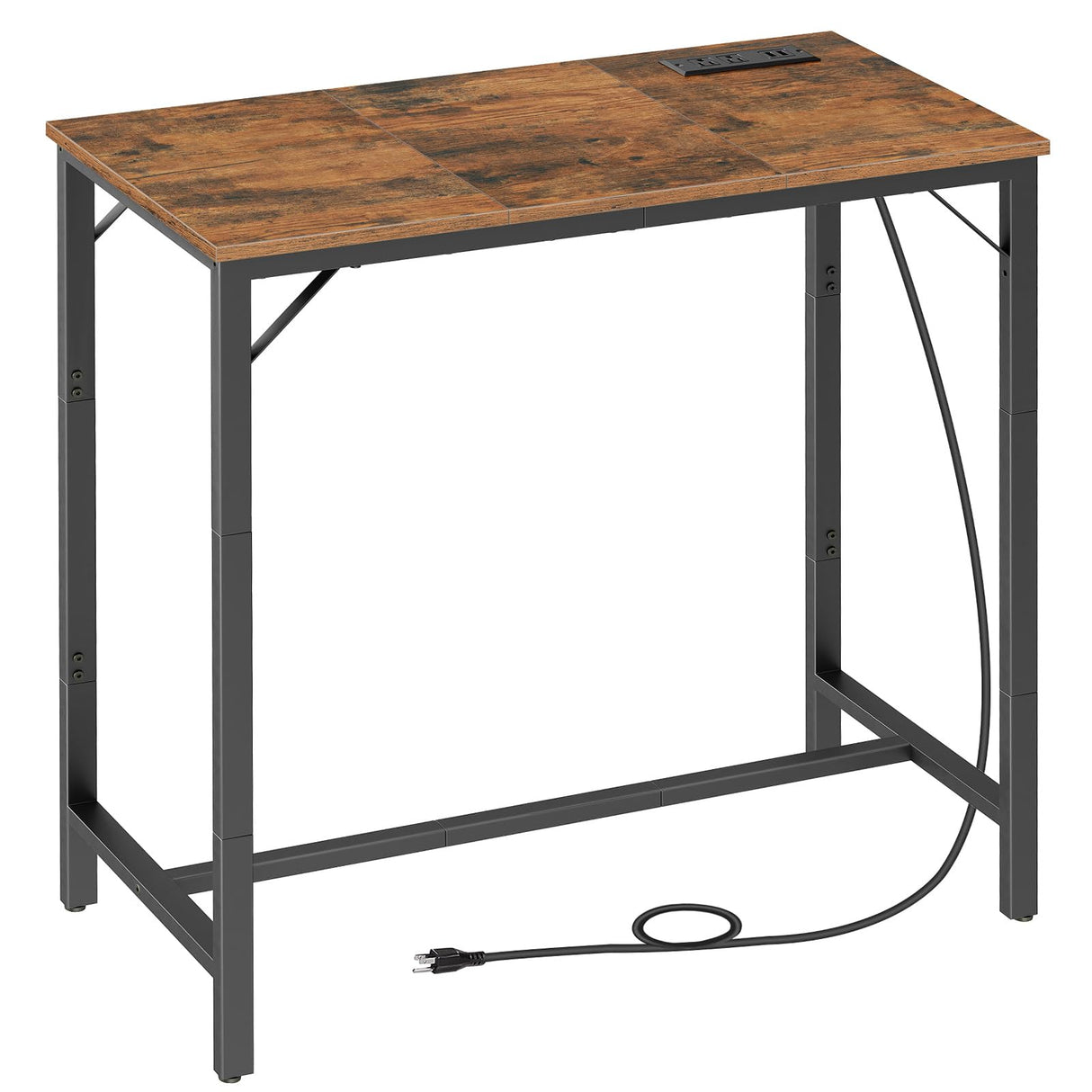 HOOBRO Rustic Brown Bar Table with Charging Station and Vintage Style HOOBRO