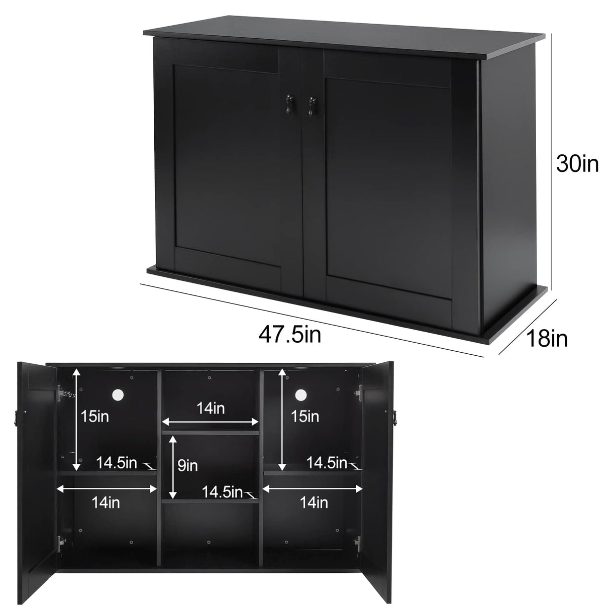 REPTI ZOO Reptile Aquarium Terrarium Wooden Stand and Cabinet with Adjustable Shelf for 48L x 18W inch Amphibian/Fish Sea Salt Water Tank Terrarium(Cabinet Only) REPTI ZOO