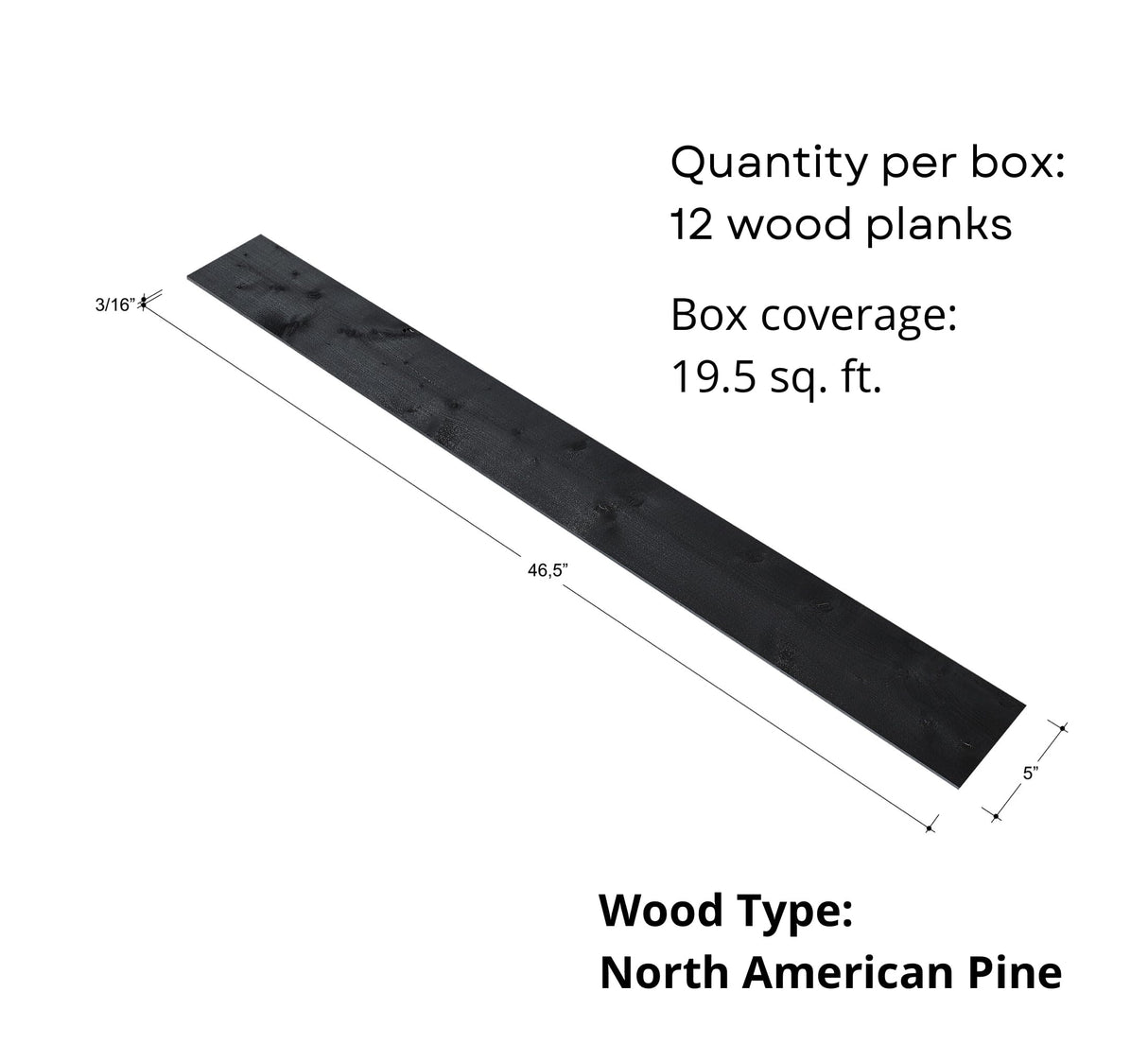 WoodyWalls Peel and Stick Wood Planks | Real Wood Wall Panels | Premium Set of 12 (19.5 sq. ft. per Box) Charcoal (Black) Woody Walls