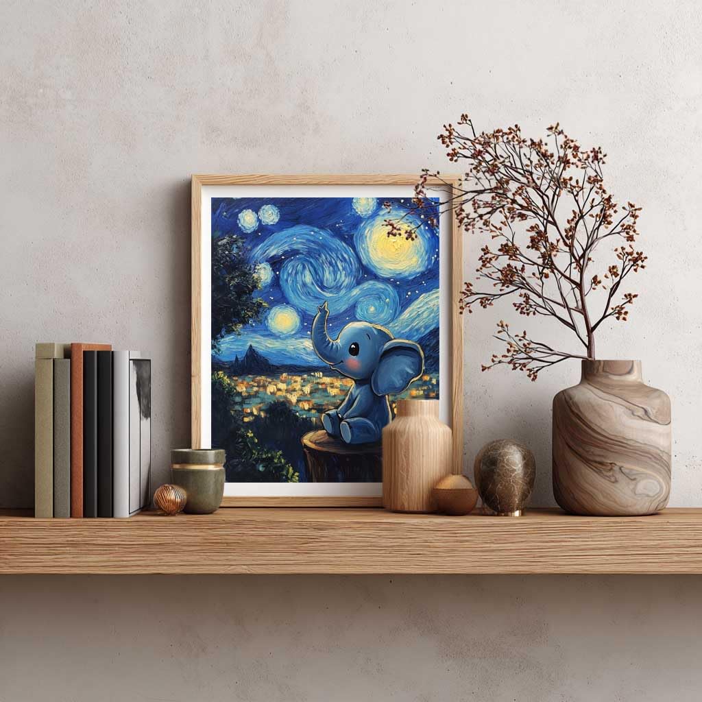 Elephant Starry Night Paint by Number, Starry Night Animals Paint by Numbers for Adults Beginner on Canvas Without Frame, Beautiful Sky Acrylic DIY Oil Painting for Home Wall Art(16x20inch) Cawpom