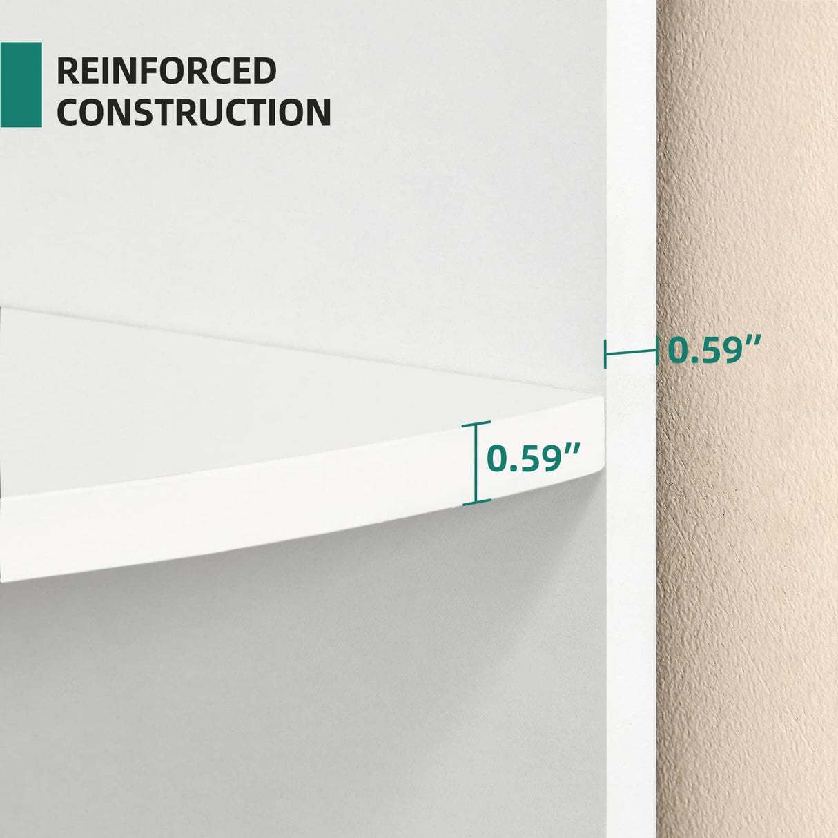 YITAHOME 5-Tier White Corner Bookshelf – Modern Free Standing Display Rack for Living Room and Home Office YITAHOME