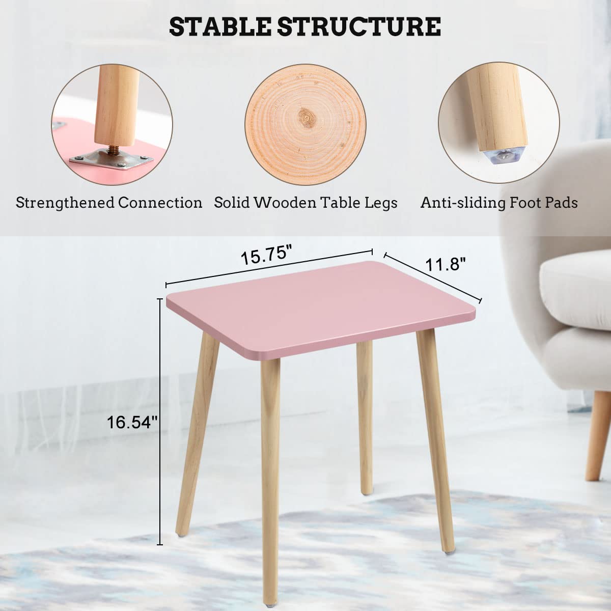 FORAOFUR Side Table, Small End Table Accent Table Living Room Bedroom Balcony Office, Modern Side Table Bedside Table Home Decor, Easy Assembly FORAOFUR