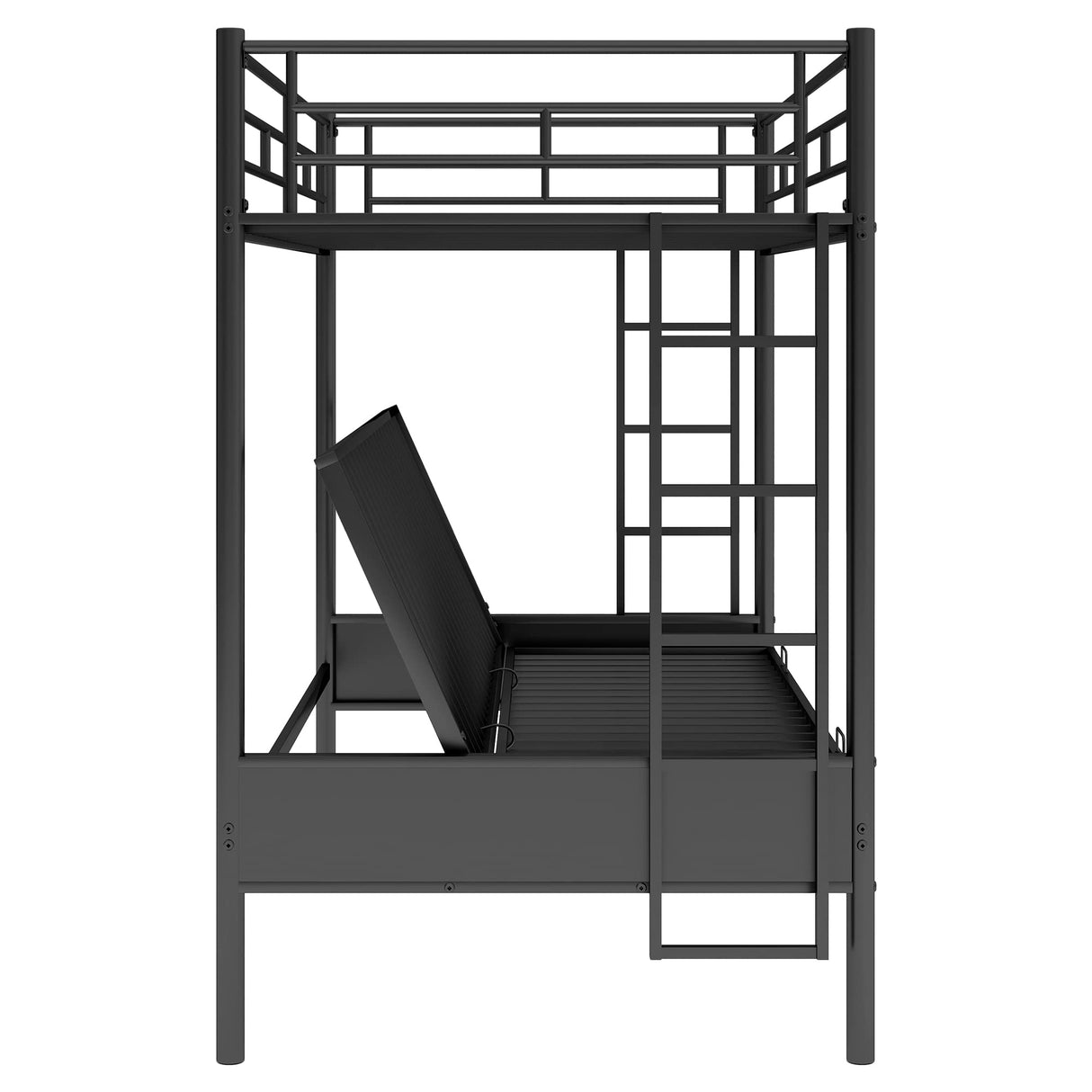 SOFTSEA Twin Over Full Metal Bunk Bed Industrial Style Twin Over Futon Bunk Bed for Kids (Futon Bunk) SOFTSEA