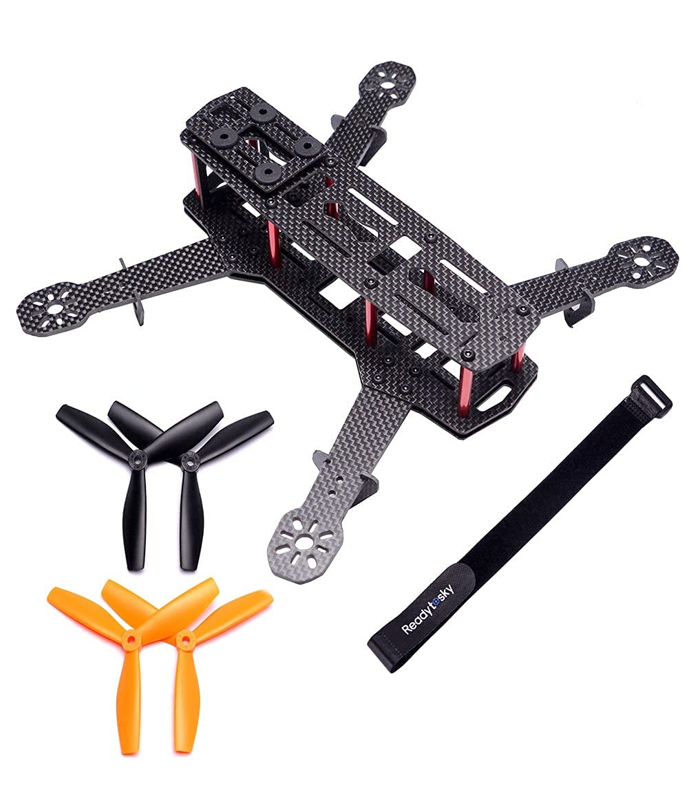 Readytosky 250mm FPV Racing Drone Frame 5 Inch Carbon Fiber Quadcopter Frame Kit with 4mm FPV Frame Arms+Lipo Battery Strap Readytosky