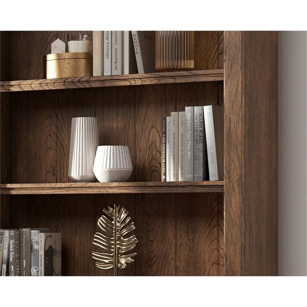 Martin Furniture Traditional 8' Tall Bookcase Wall with Ladder, Storage Organizer, Display Shelf Unit for Office, Living Room, Brown Martin Furniture