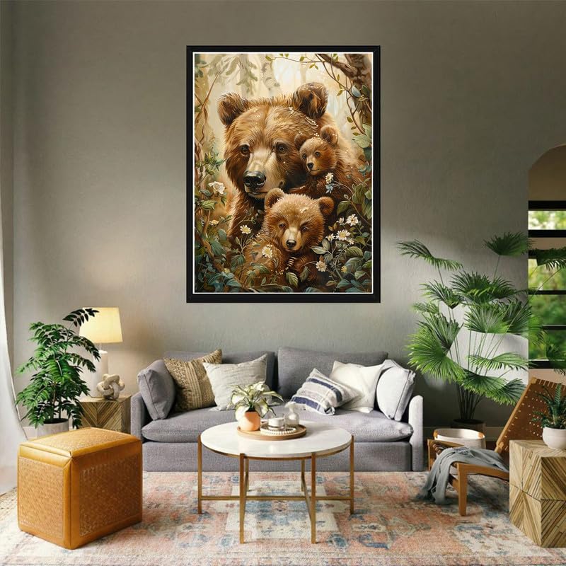 VAIIEYO 5D DIY Diamond Art Kits for Adults Bear, Diamond Painting Animal, Paint by Numbers Full Drill Round Rhinestone Craft Canvas for Home Wall Decor Gift 12x16 inch-12 VAIIEYO
