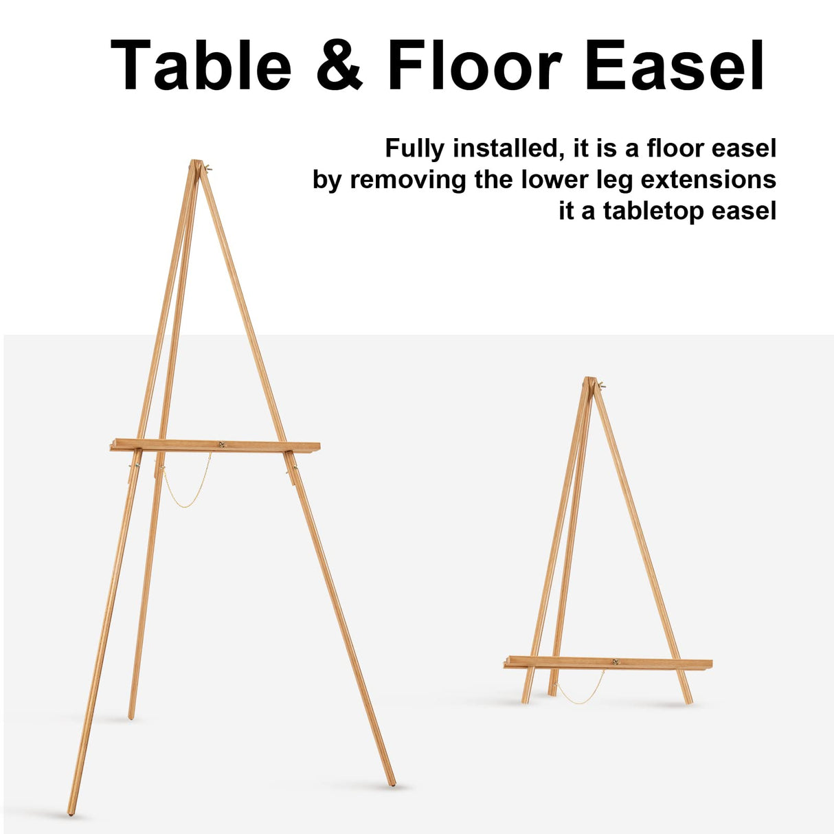 Falling in Art 65" A-Frame Tripod Easel Stand, Wooden Display Easel with Adjustable Canvas Holder, Floor Easel for Wedding Signs, Posters, Paintings, Artwork(Natural) 2 Pack Falling in Art