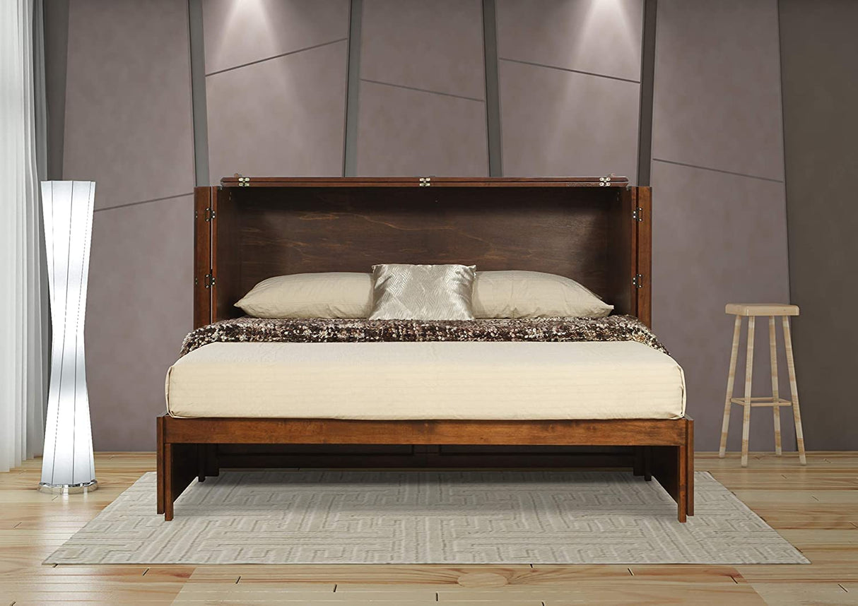 Mega Solutions Emurphybed Paradiseo Murphy Cabinet Chest Bed with Charging Station 8 Inch, Queen (Tobacco) Mega Solutions