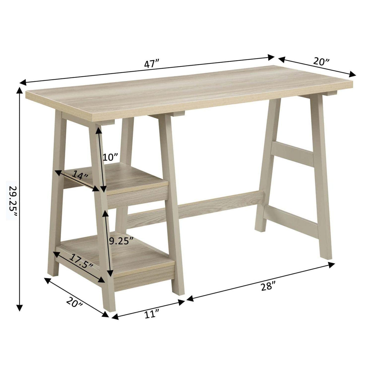 Convenience Concepts Designs2Go Desk, 47", Weathered White Convenience Concepts