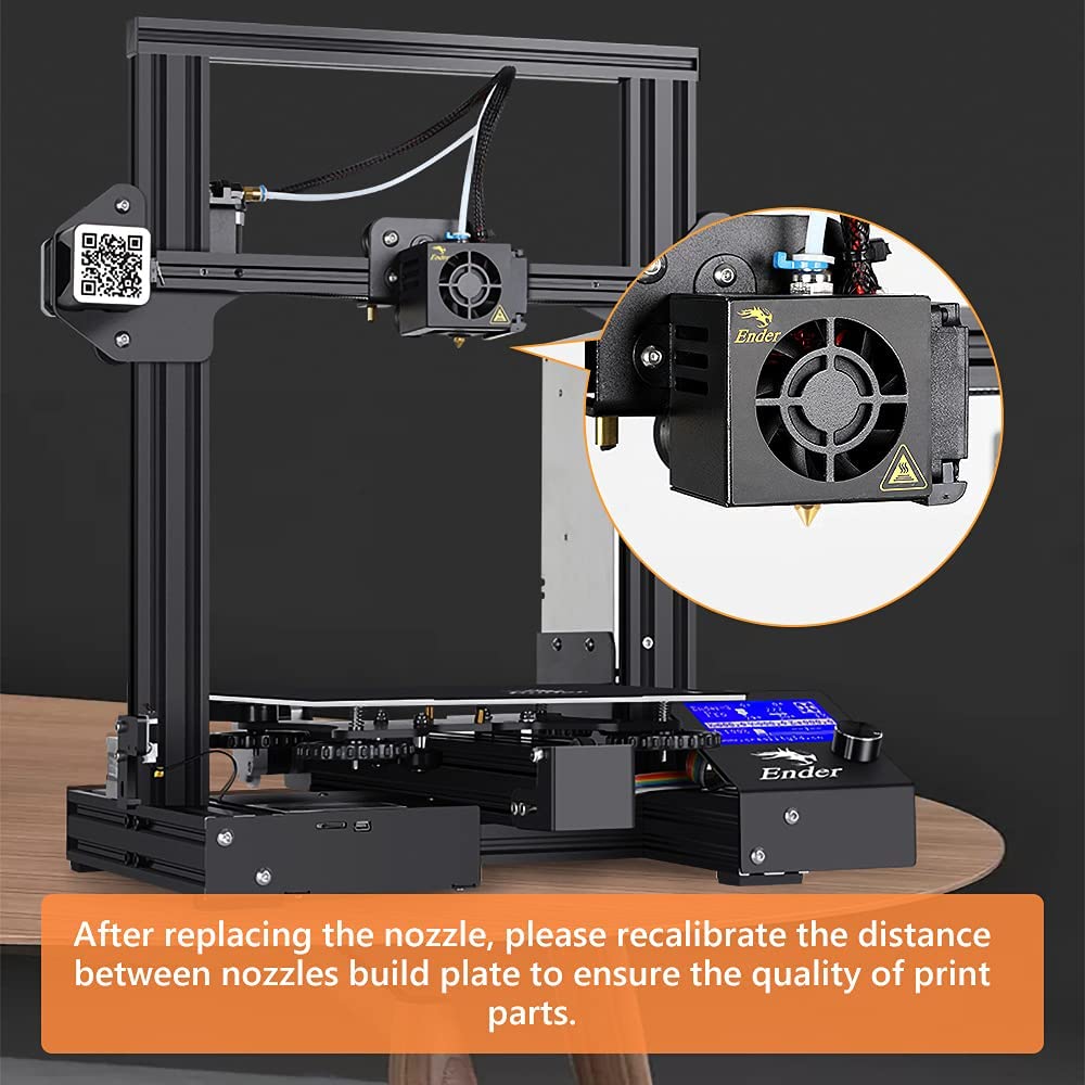 Creality Official MK8 Ender 3 Nozzles 24 pcs 3D Printer Brass Nozzles Extruder for Ender 3 Series and Creality CR-10 0.2mm, 0.3mm, 0.4mm, 0.5mm, 0.6mm, 0.8mm, 1.0mm Printer Nozzle Kit Creality