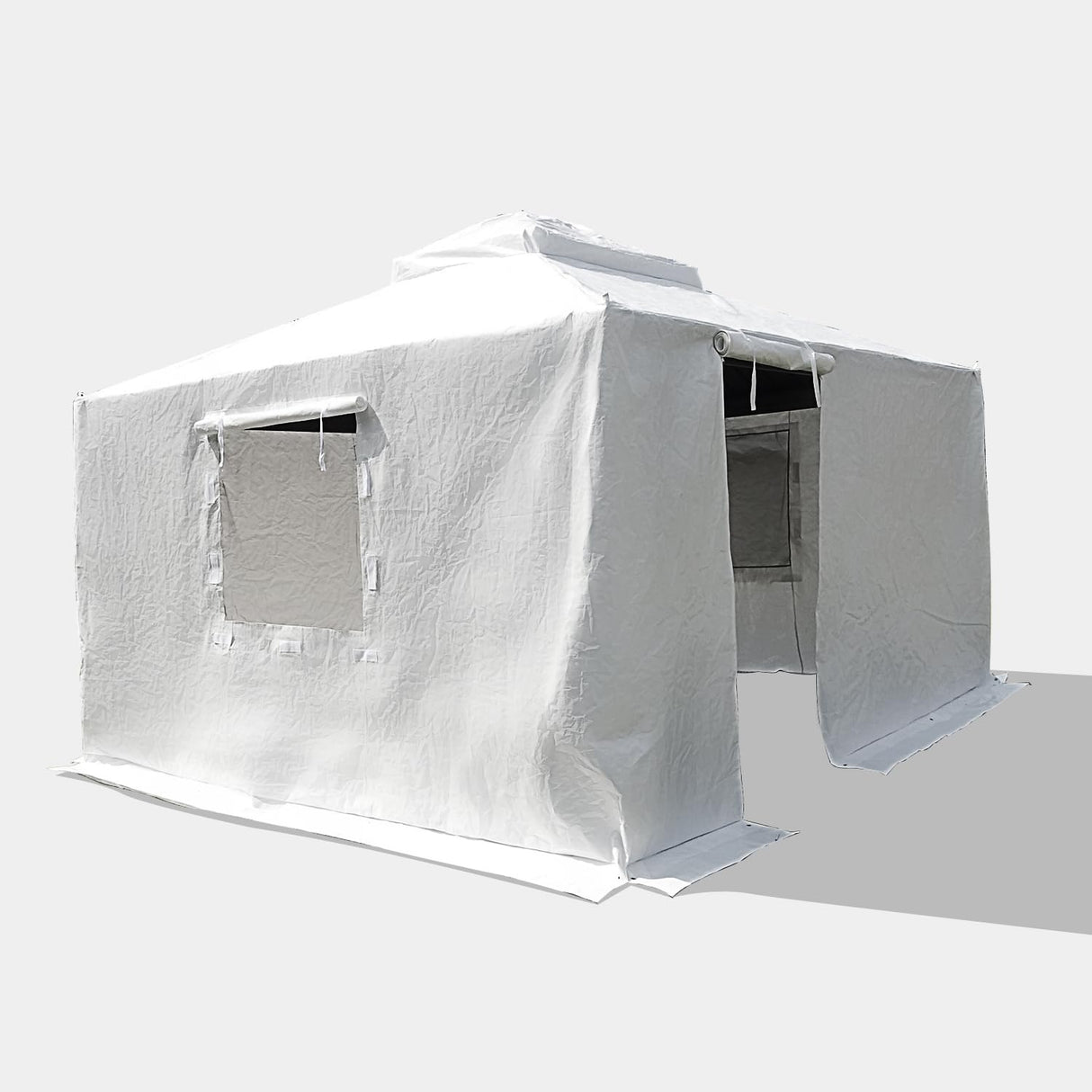 Domi 10' x 12' Universal Winter Gazebo Cover, All Season Waterproof Enclosed Cover with Sidewalls & Ventilated Mesh Windows, All-Weather Outdoor Cover for Hardtop Gazebos, White domi outdoor living