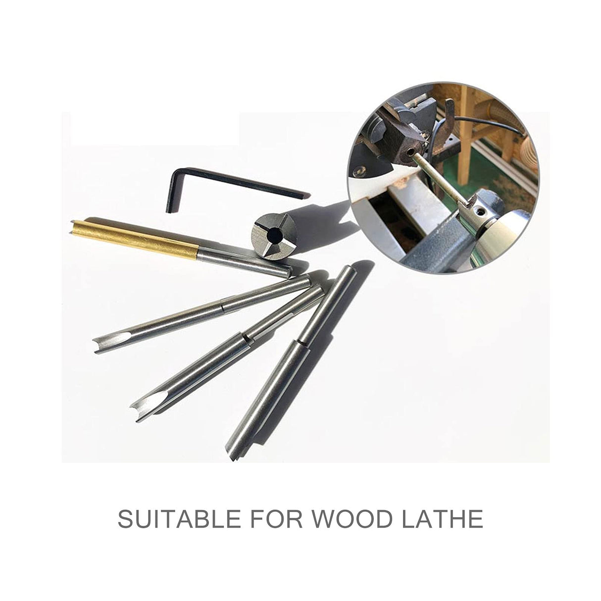 Wood Turning Barrel Kits, Turning Tools, Pen Mandrel MT2 (Pen Mill Kit - 7Pcs) PHUKIMLONG