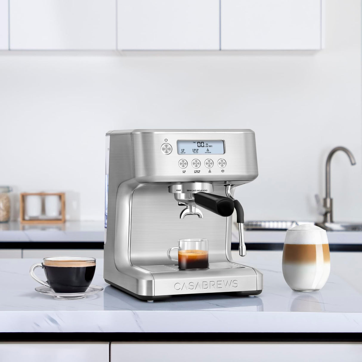 CASABREWS Espresso Machine with LCD Display, Powerful Milk Frother and Customizable Brewing Temperature, Provides Barista-Level Lattes and Cappuccinos CASABREWS