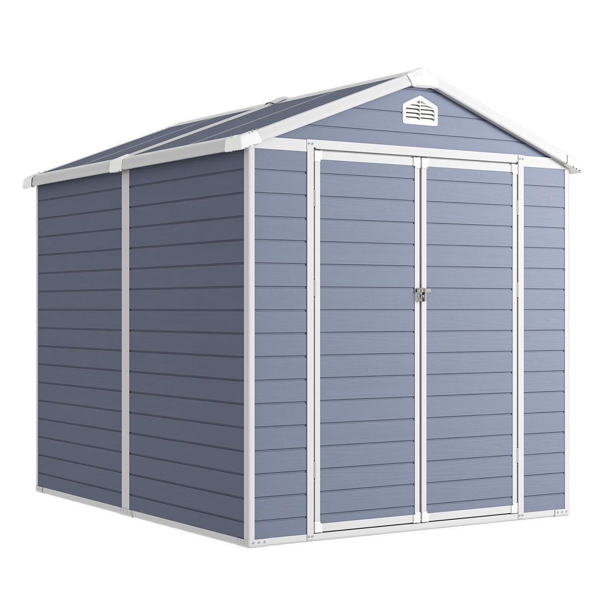 Aoxun 8 x 6 FT Outdoor Storage Shed with Window, Resin Shed with Floor & Lockable Doors, Garden Shed Waterproof Plastic Tool Shed with Sloped Roof for Backyard, Garden, Patio, Lawn, Grey Aoxun