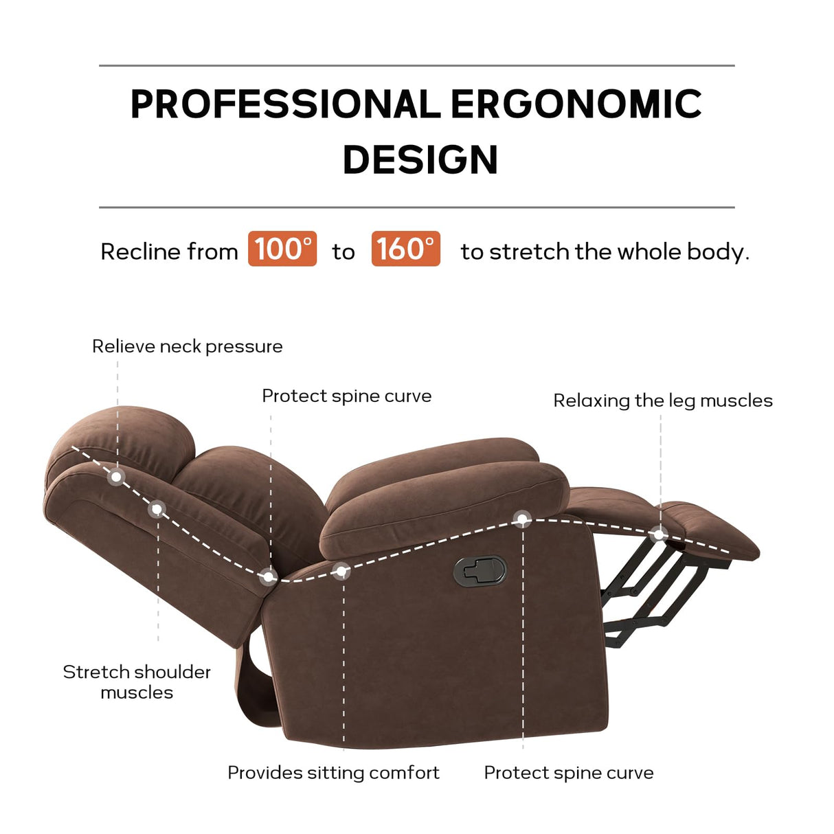 HAOMARKETS Rocker Recliner Chair for Adults, Manual Recliner Chair with Overstuffed Backrest and Armrests, Upholstered Rocking Reclining Sofa Chair for Living Room, Grey HAOMARKETS