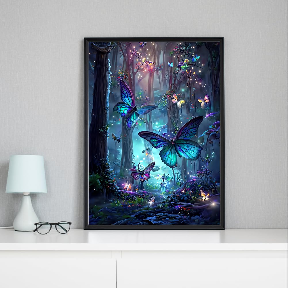 Butterfly Diamond Art Kits for Adults, Butterfly Diamond Painting Kits, 5D Diamond Dot, Gem Painting Kit, Dimond Art Paintings Kit, Crafts for Adults, Crystal Art, Home Wall Decor Gifts (12x16inch) Rekxtmo