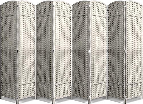 Sorbus 8 Panel Room Divider 6 ft. Tall - Privacy Screen, Extra Wide Double Hinged Panels, Mesh Hand-Woven Design, Partition Room Dividers and Folding Privacy Screens, Wall Divider for Room Separation Sorbus