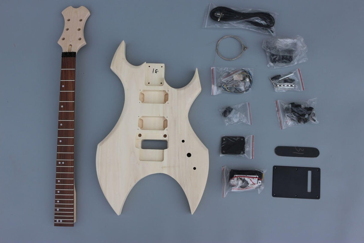 WUQIMUSC DIY electric guitar kits Basswood Guitar Body Mahogany Neck 24 fret 25.5 inch build on your own WoodArtSupply