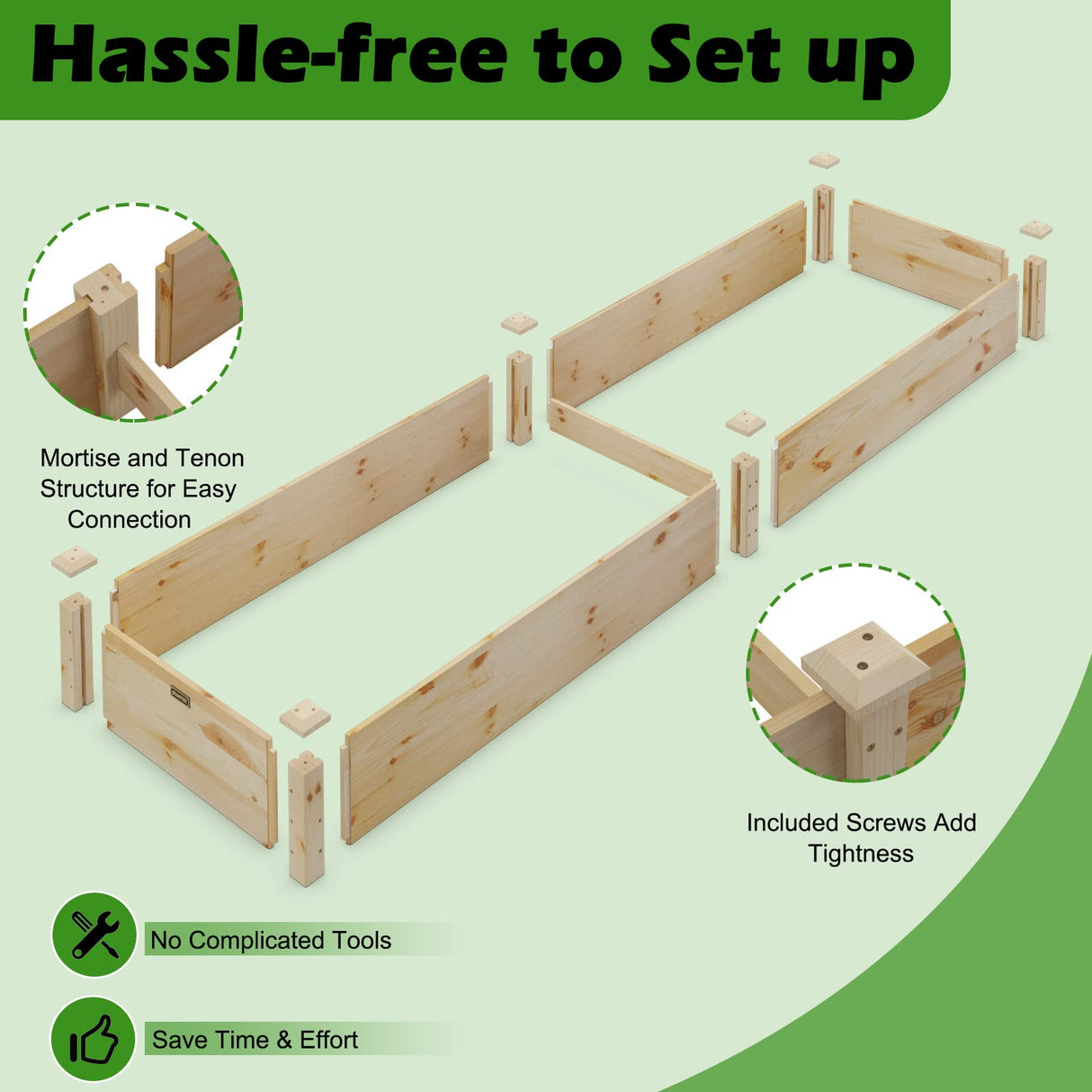 Giantex Raised Garden Bed, 95" Lx24 Wx10 H Outdoor Wood Planter Box for Vegetables Flowers Herbs Fruits, Easy-Assembly Wooden Planter Raised Bed for Backyard Garden Lawn Giantex